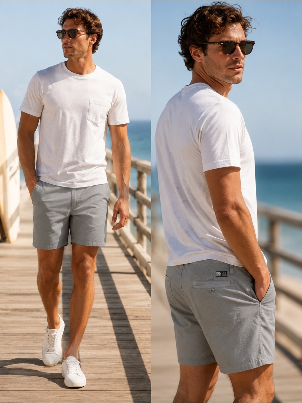Rip Curl Gray Flat Front Chino Shorts Men’s Size 34 Casual Coastal Skater Surf